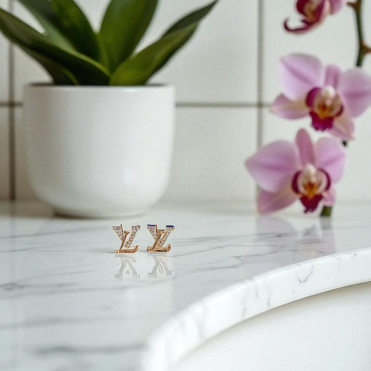 Designer Inspired Initial L Stud Sterling Silver Post Earrings