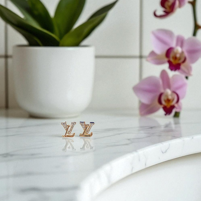 Designer Inspired Initial L Stud Sterling Silver Post Earrings