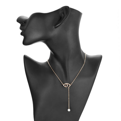 Evil Eye & Flower Clover Projection Necklace Rose Gold Tone Stainless Steel 100 Languages I Love You Memory Pendant