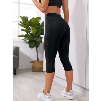 Ladies Cropped 3/4 Leggings/Yoga Pants High Waist Fitness Leggings with Pockets UK Size 10-12