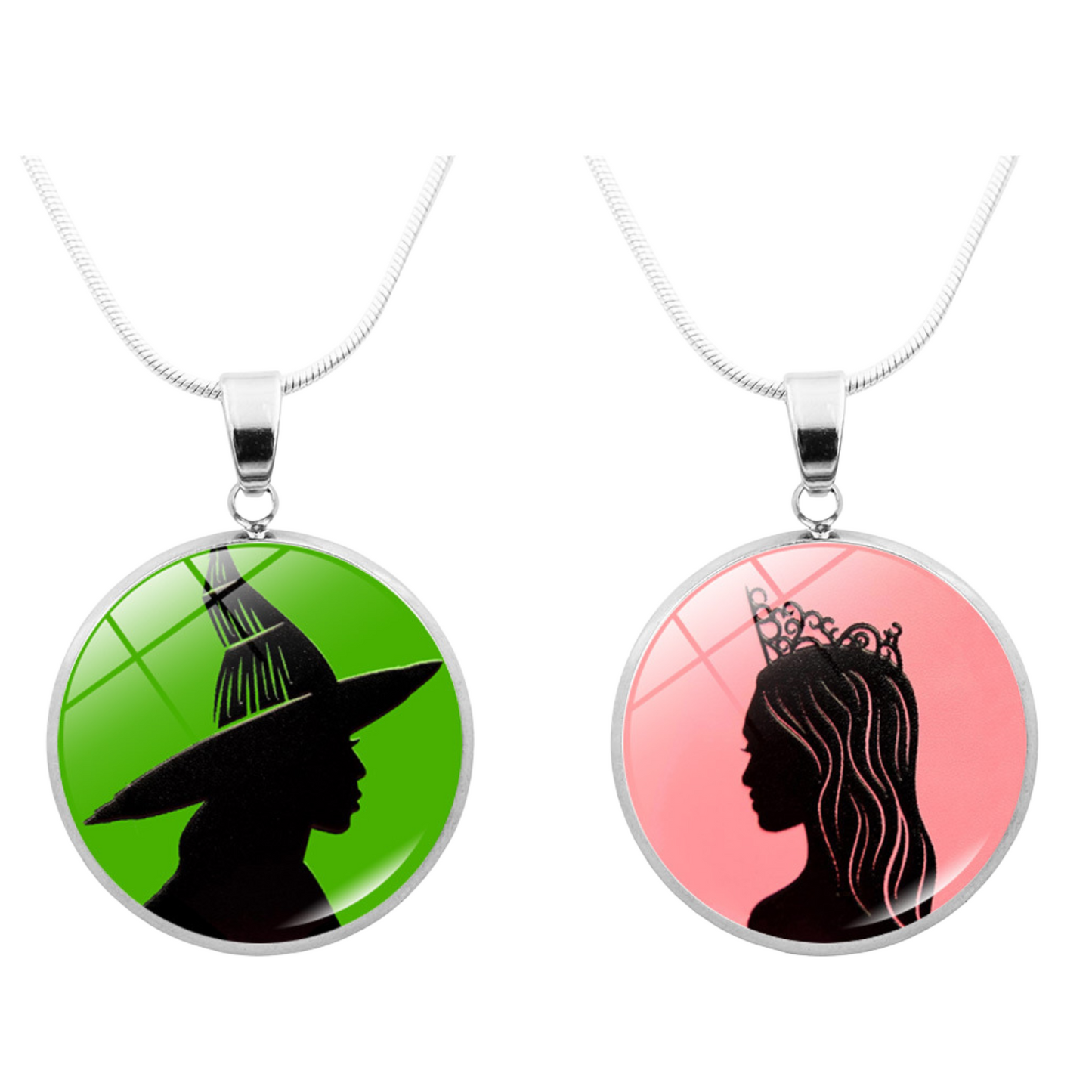 Wicked Witch Inspired Elphaba & Glinda Friendship Stainless Steel Long Necklace