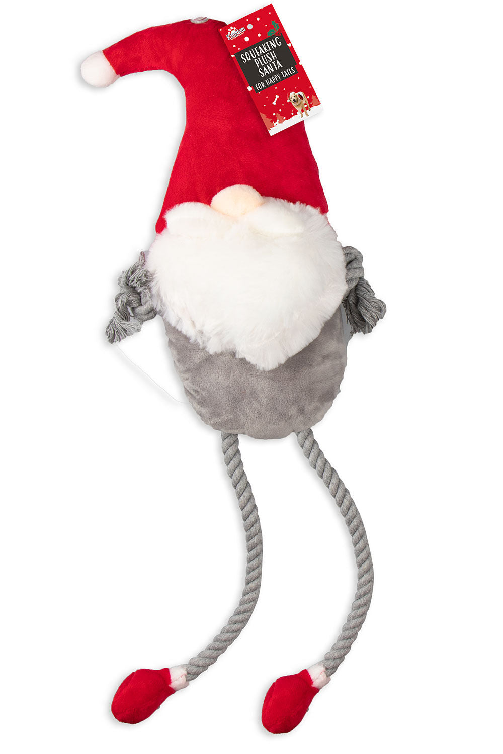Christmas Squeaking Plush Santa & Rope Plush Gonk Dog Toy