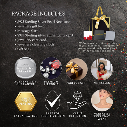 50th Birthday Sterling Silver Pearl Necklace with Message Card