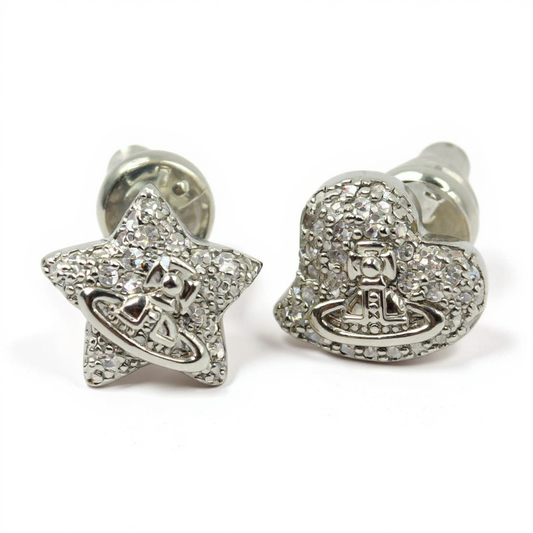 Star Orbit Studs Sterling Silver Post Earrings