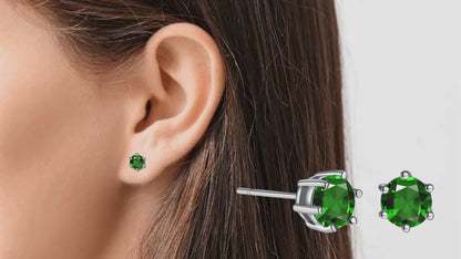 Gold or Silver Tone Stud Earrings with Premium Crystals