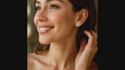 Pave Script L Studs Sterling Silver Earrings