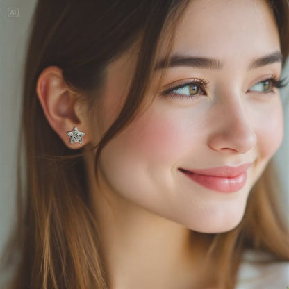 Star Orbit Studs Sterling Silver Post Earrings