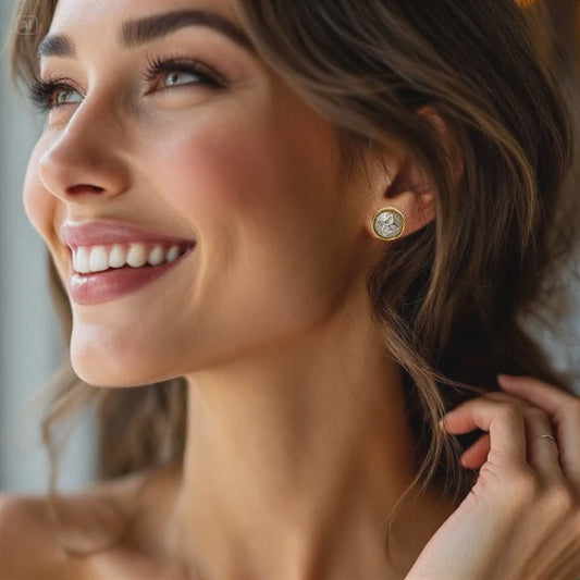Pave Clover Studs 18K Gold Plated Sterling Silver Post Earrings
