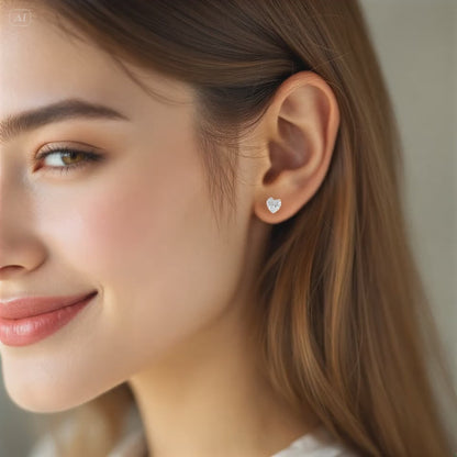 9ct Gold Heart Studs Earrings 5mm