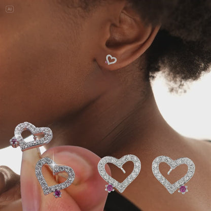 Crystal Love Heart Studs Earrings