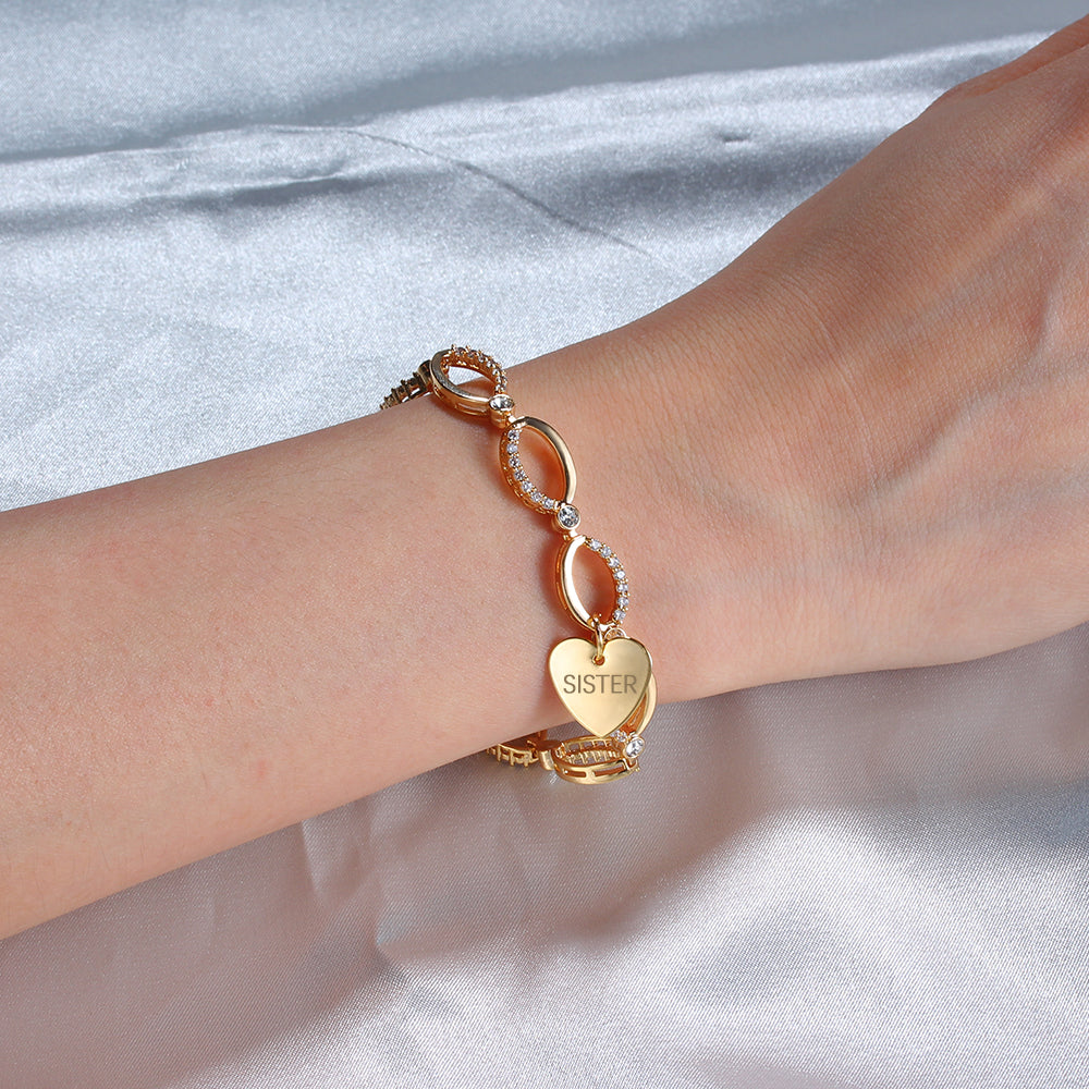 Gold Tone Multi-Link Infinity Adjustable Bracelet with Premium Crystal
