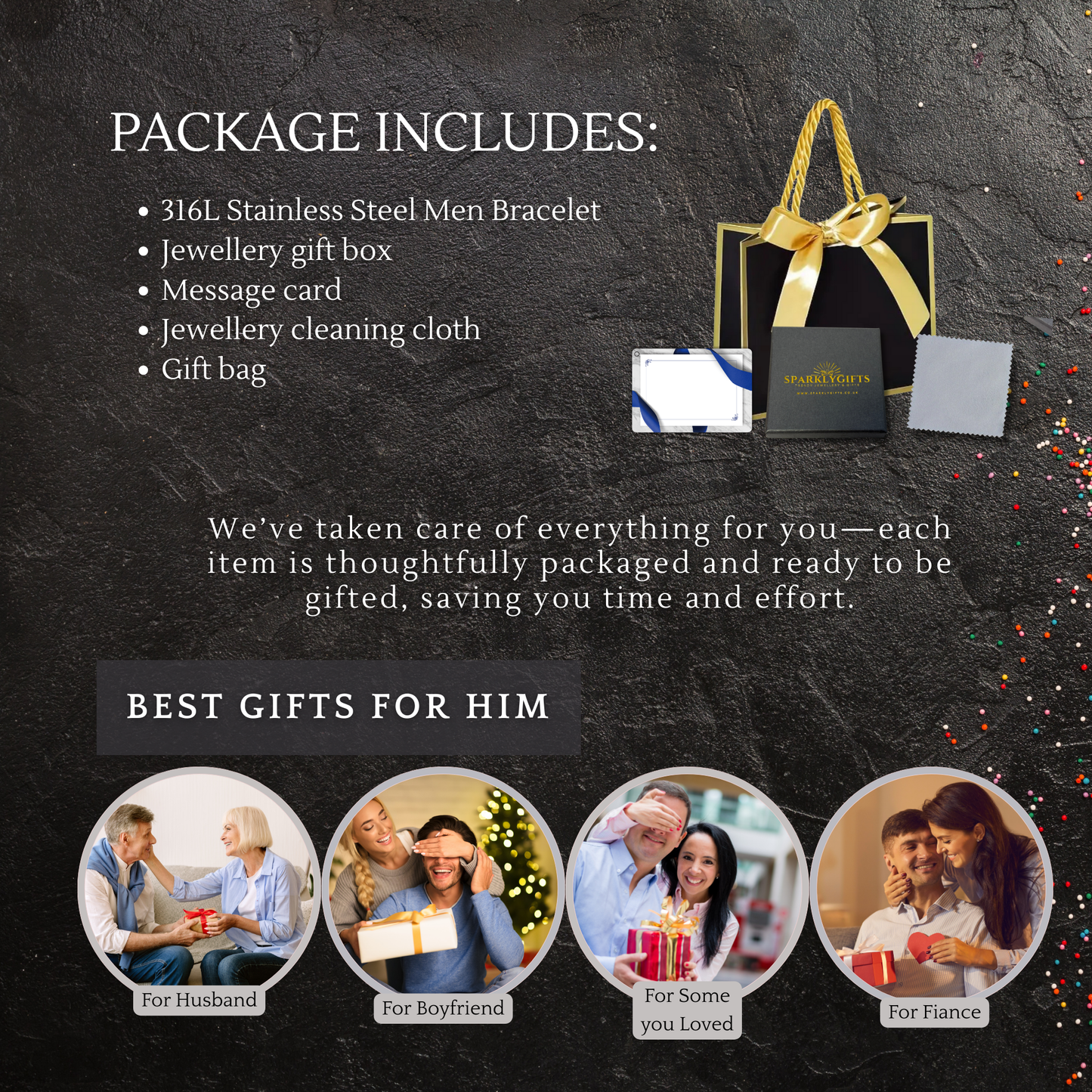 Stainless Steel Leather Anchor Bracelet Engraved for Husband Valentine's Day